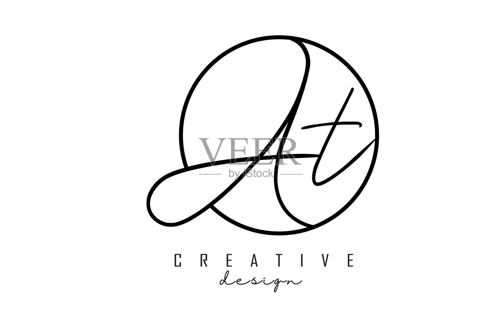 在t标志上设计手写字母插画图片素材