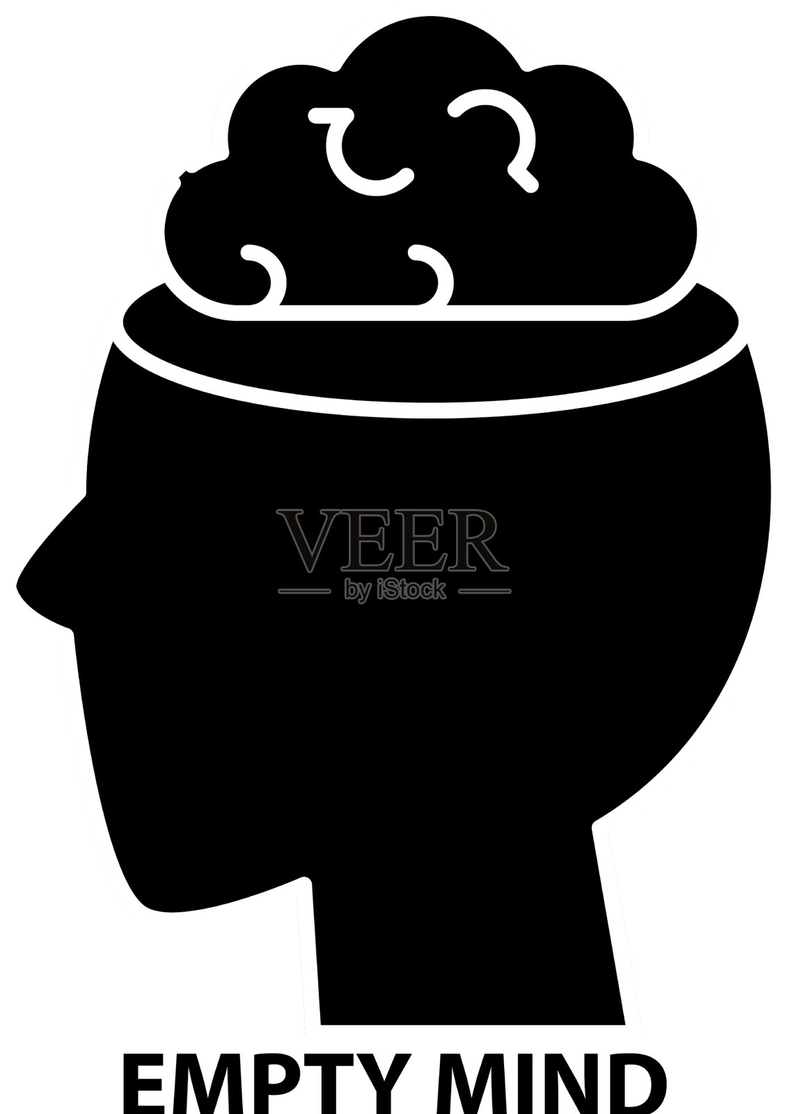 空思想图标黑色符号与可编辑插画图片素材