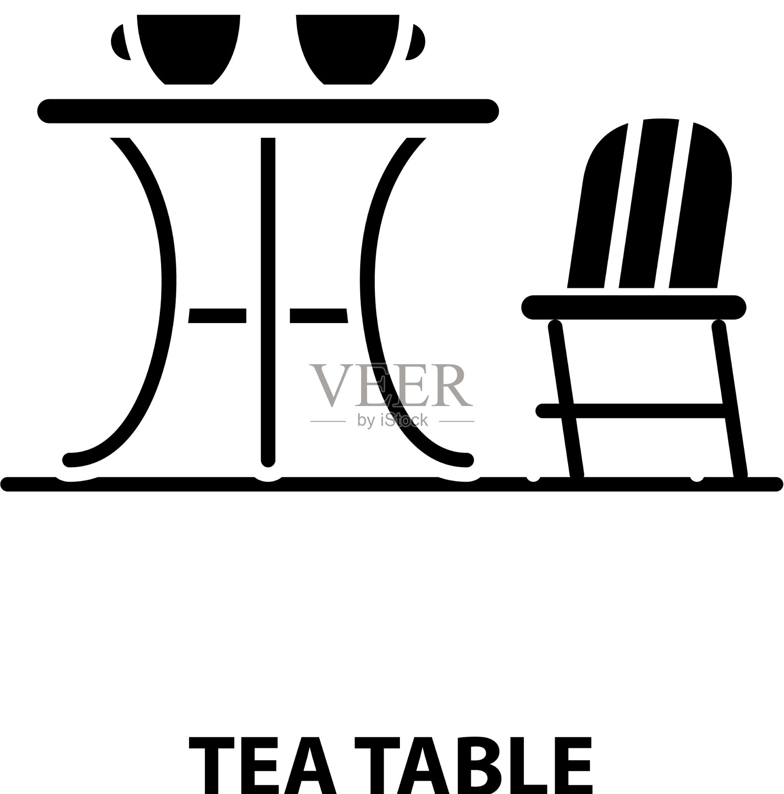茶几图标黑色标志与编辑设计元素图片