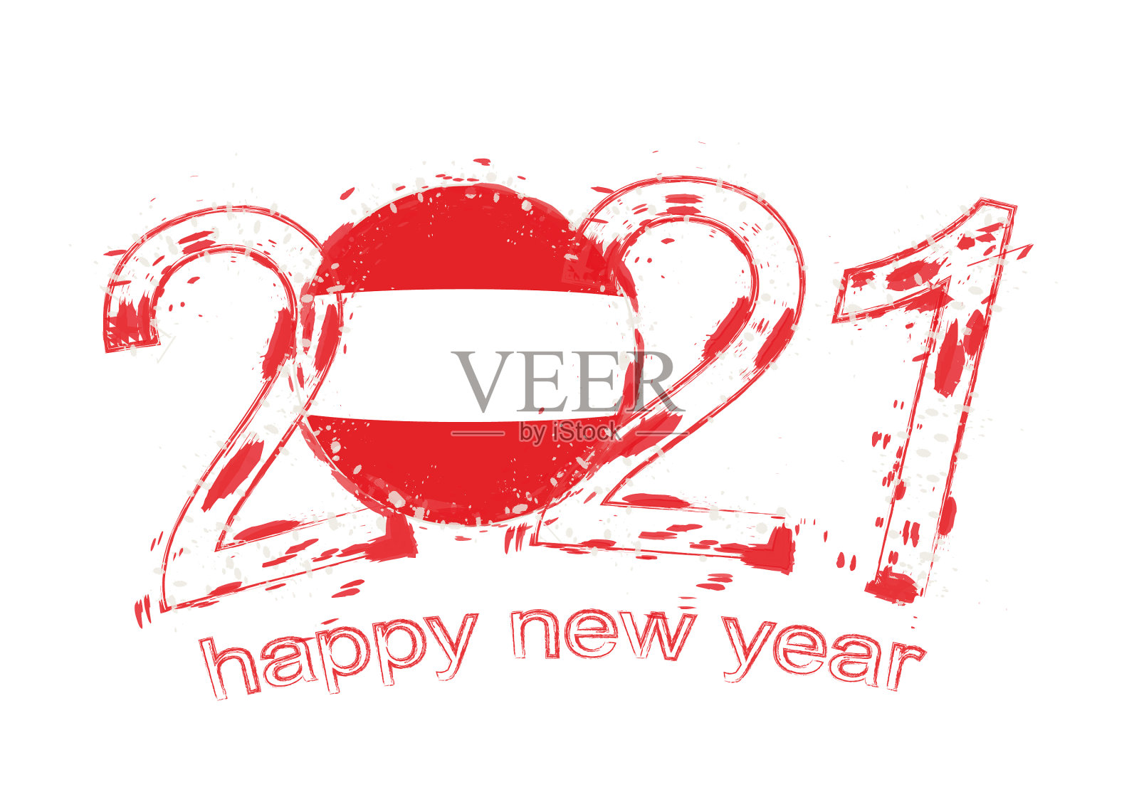 祝奥地利国旗2021年新年快乐插画图片素材