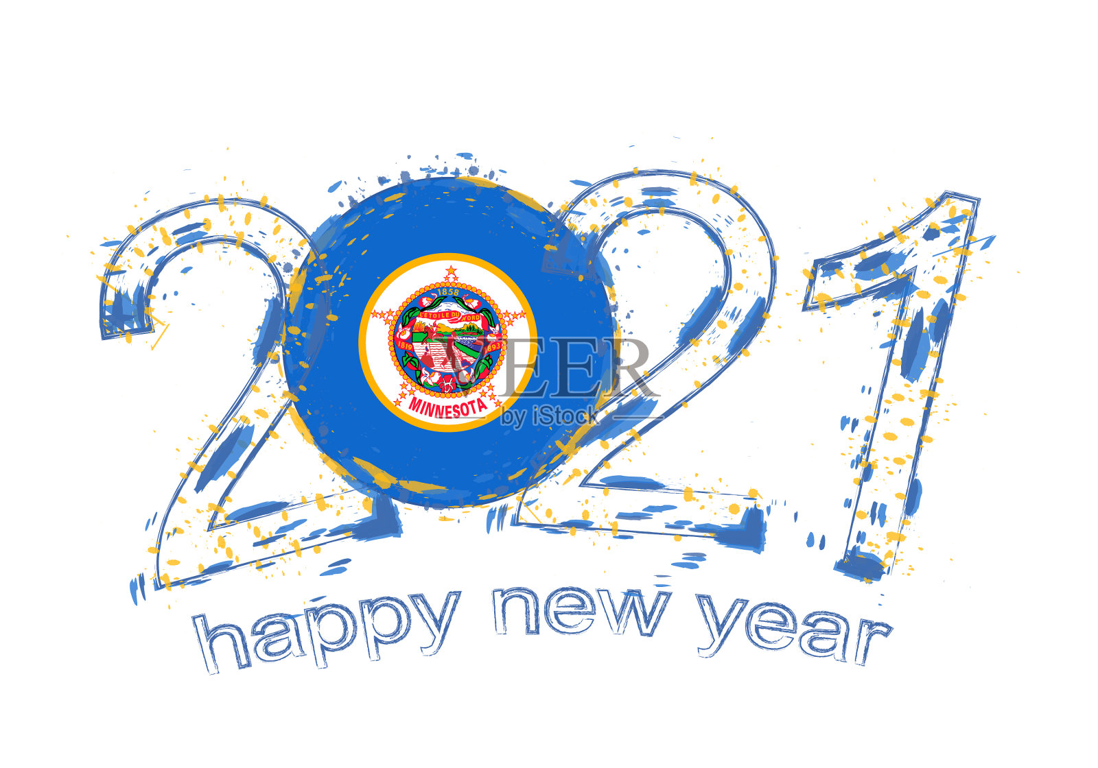 祝明尼苏达国旗2021年快乐插画图片素材