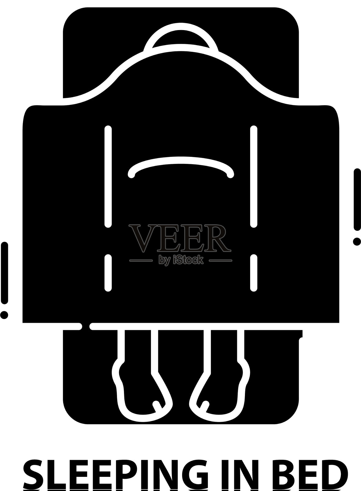 睡在床上用黑色标志插画图片素材