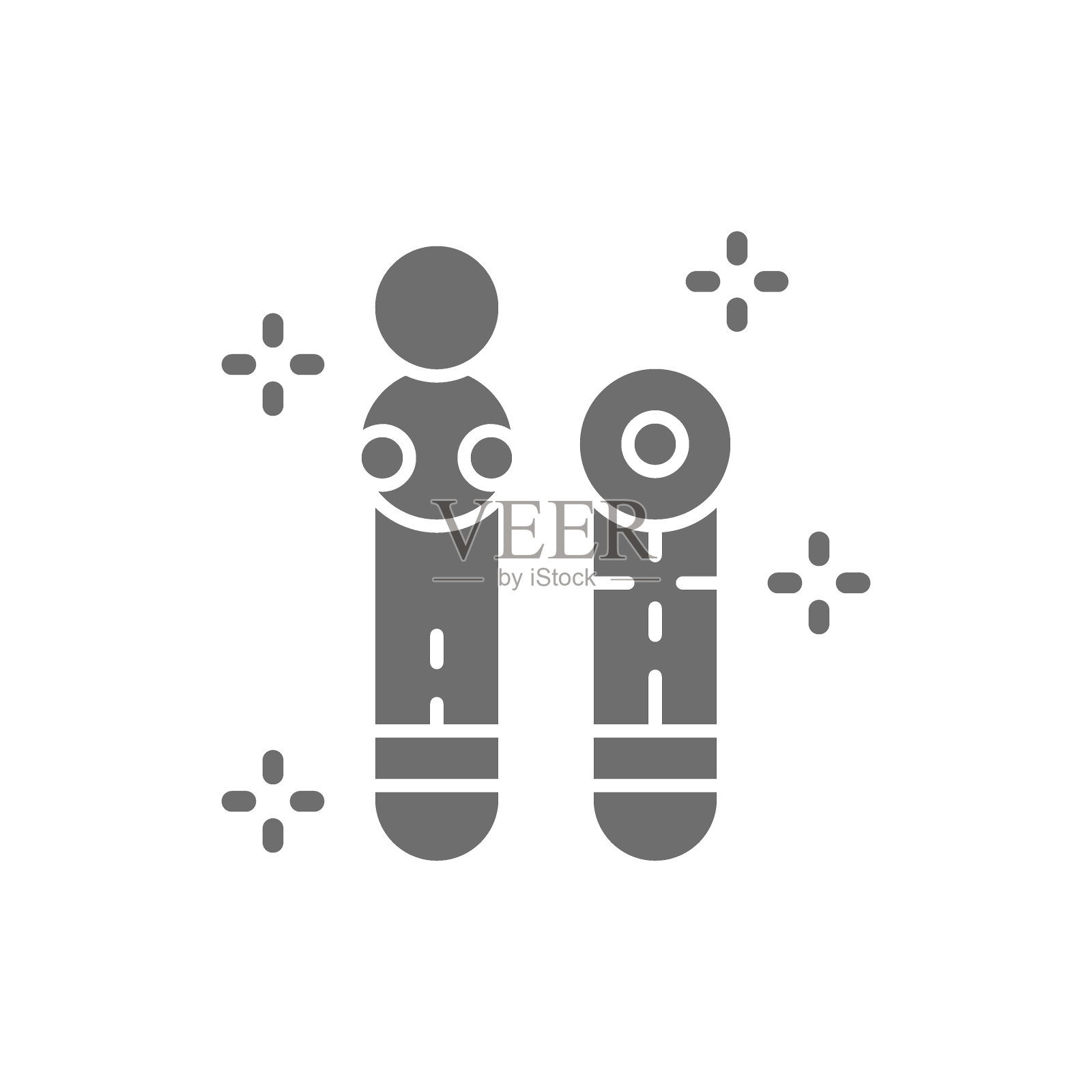 移动运动控制器，操纵杆，手柄灰色图标。图标素材