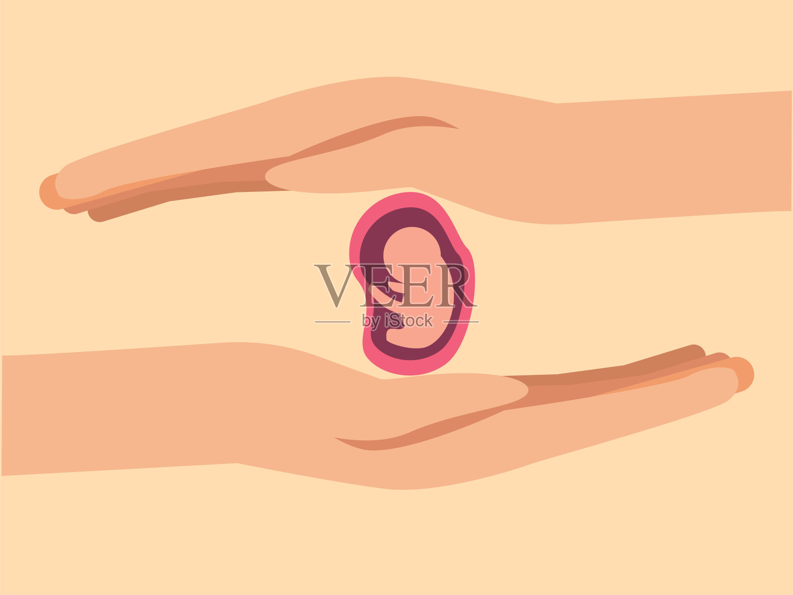 手保护胚胎防止婴儿流产插画图片素材