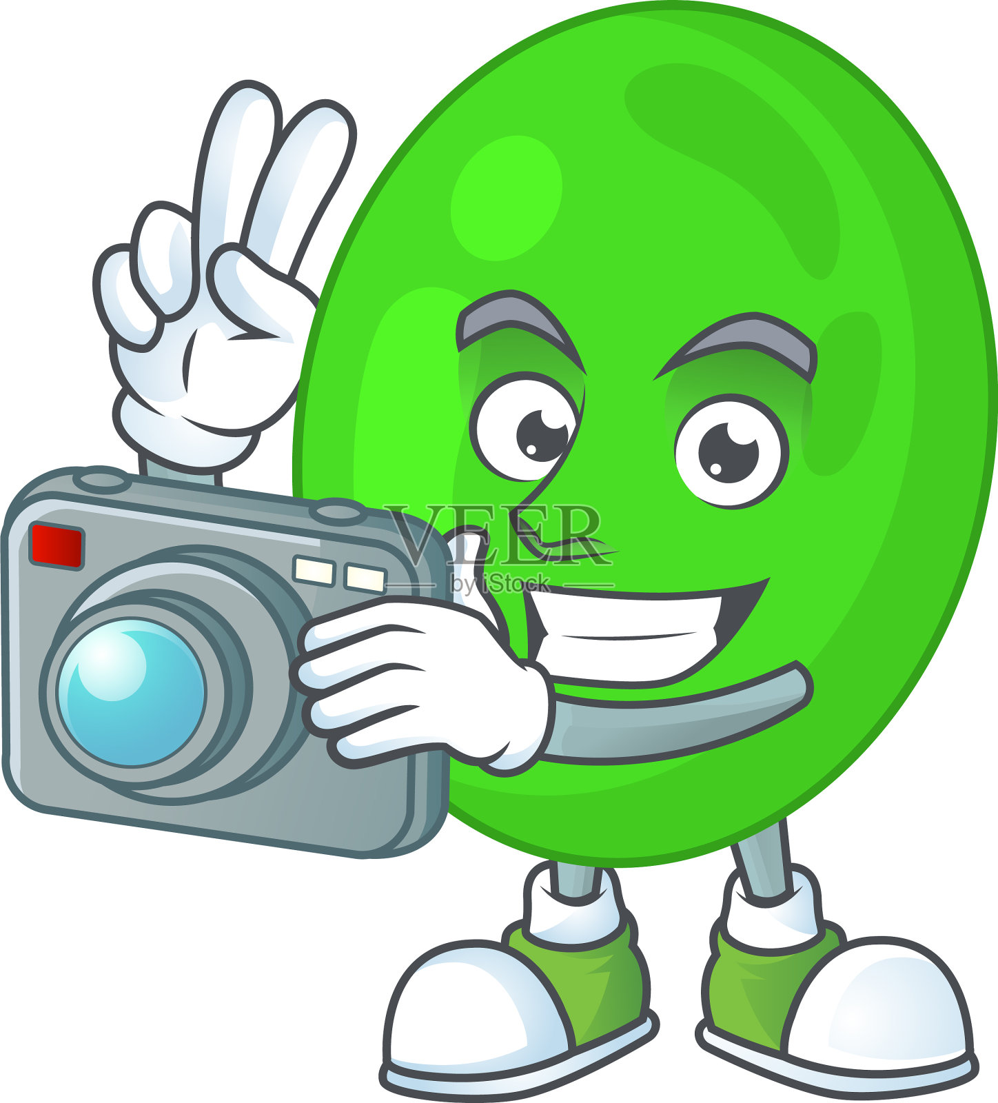 球菌摄影师用相机拍照插画图片素材