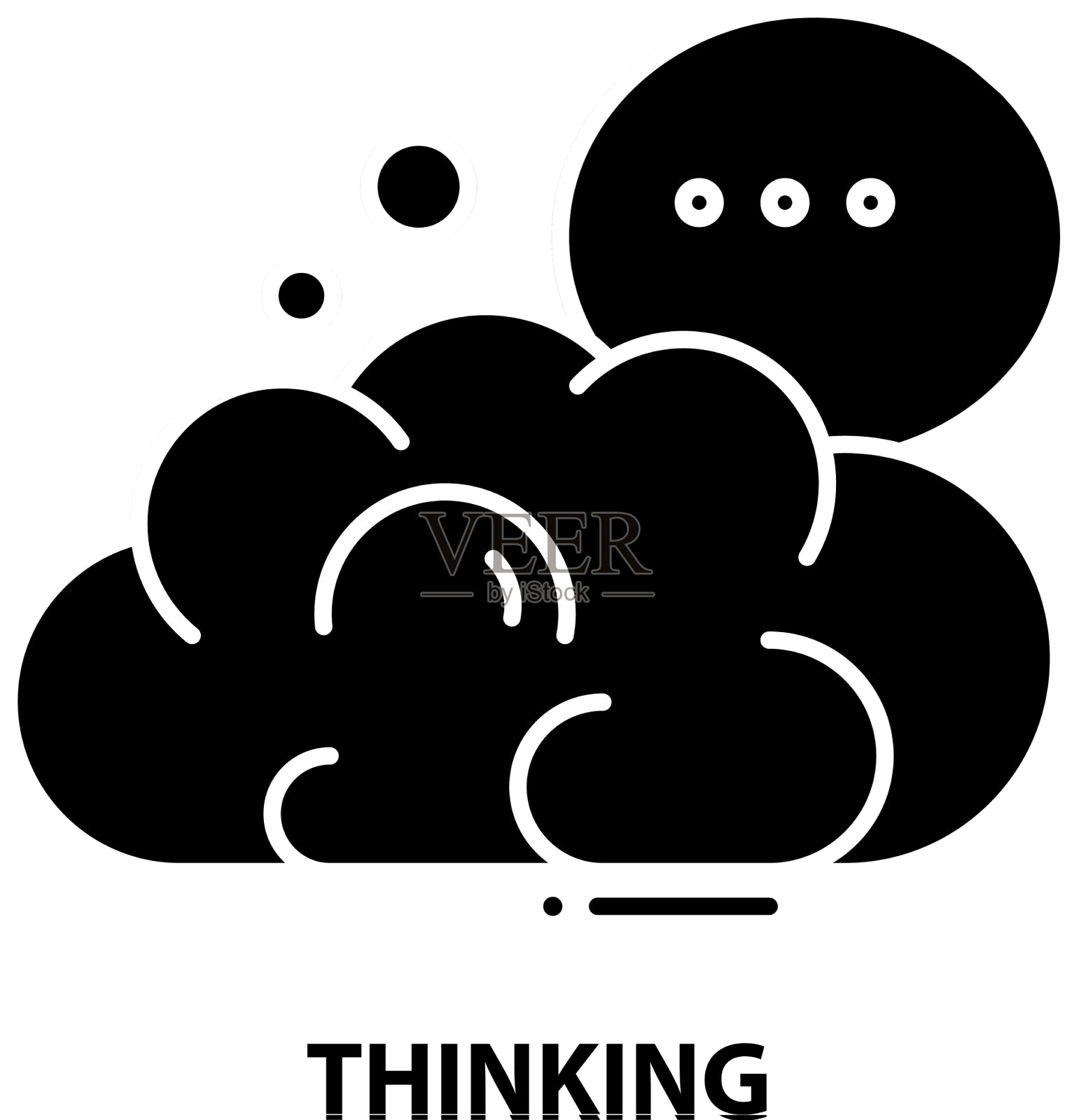 思考符号用黑色符号表示插画图片素材