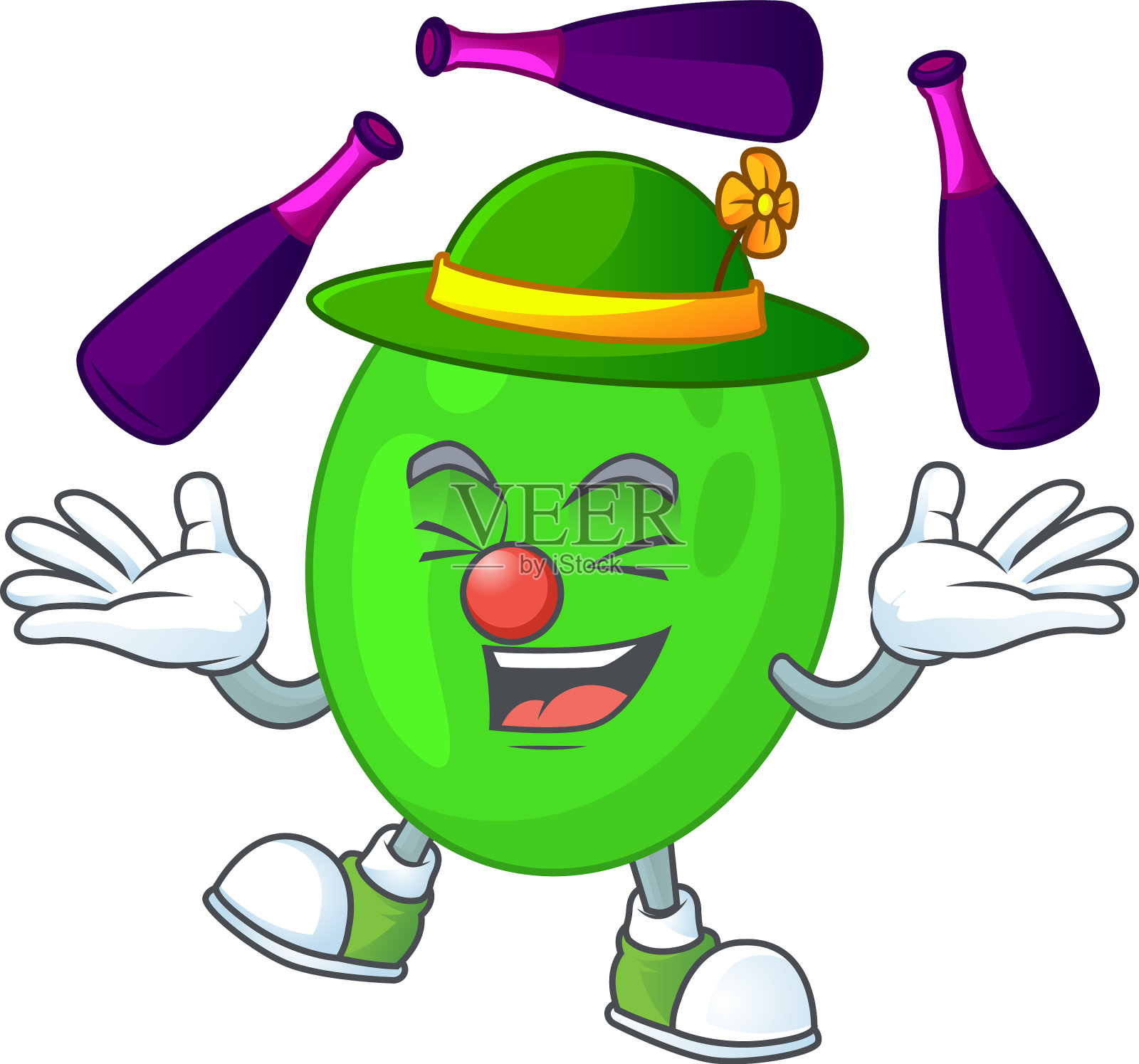 双球菌吉祥物卡通在马戏团玩杂耍插画图片素材