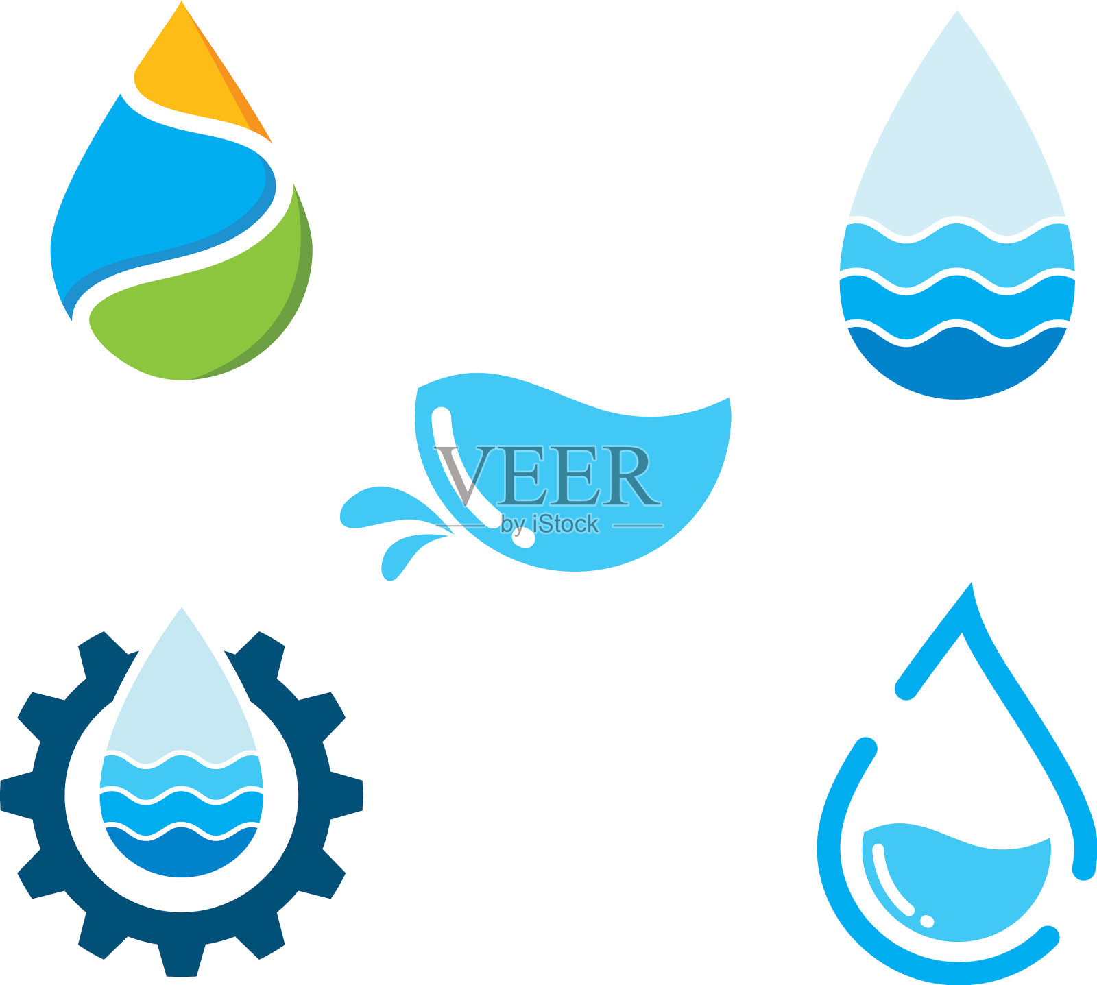 水滴齿轮图标插画图片素材