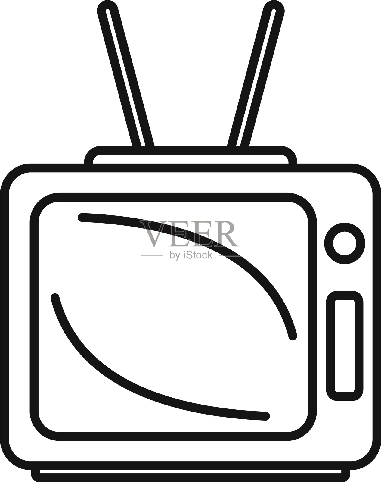 旧电视图标轮廓风格图标素材