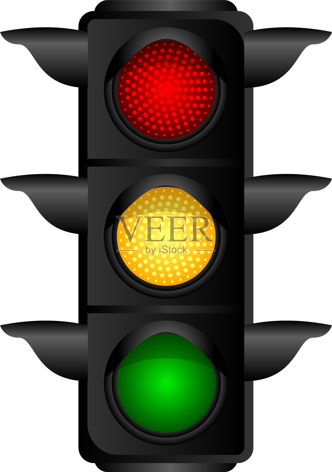 街道交通灯图标卡通风格设计元素图片