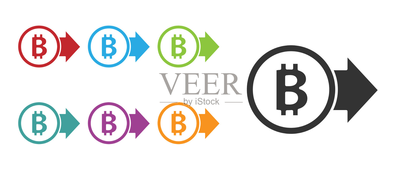 黑色加密货币比特币图标孤立插画图片素材