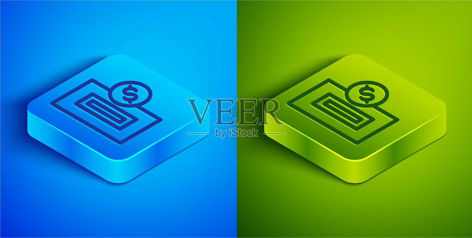 等距线手插入硬币到槽上插画图片素材