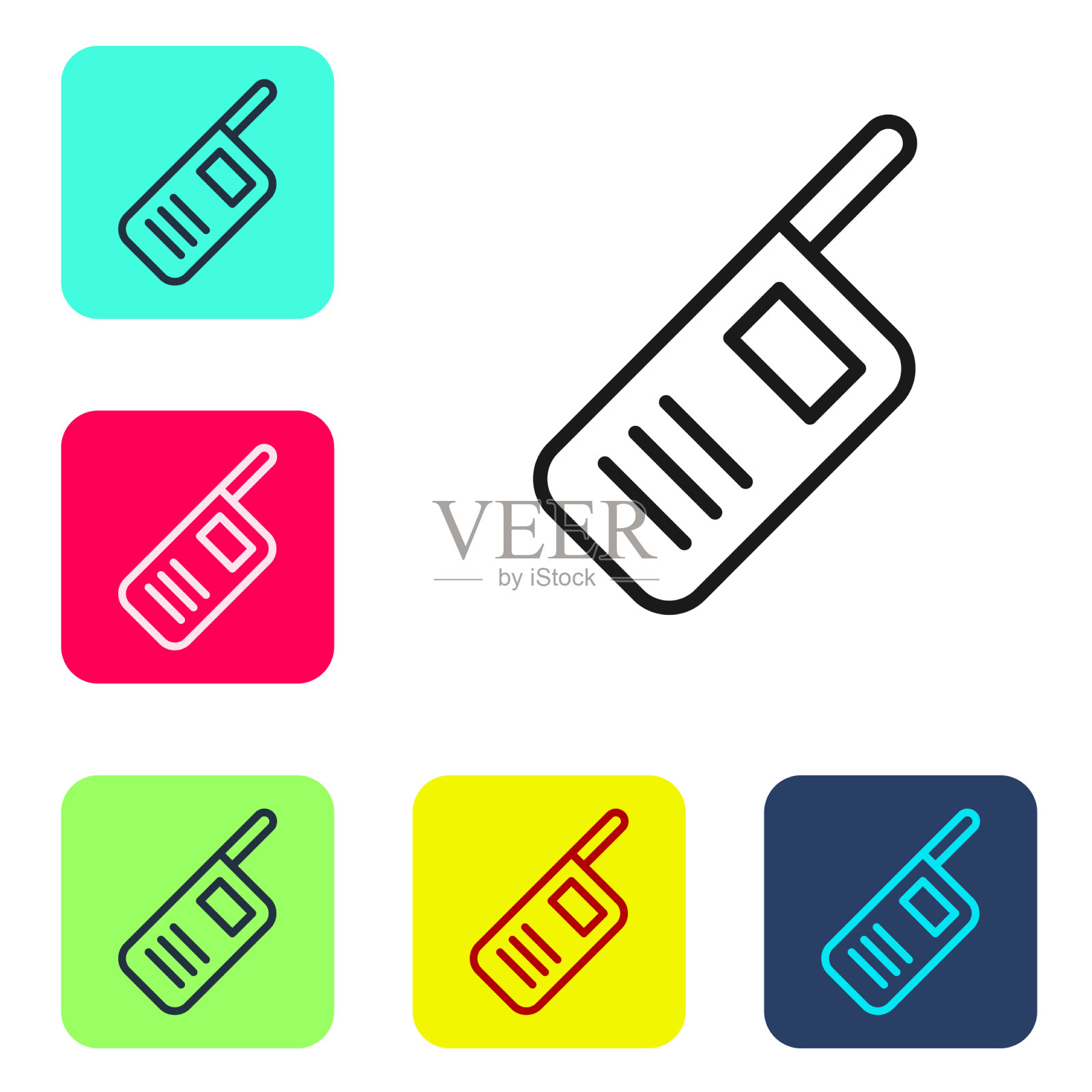 黑线对讲机图标隔离在白色图标素材