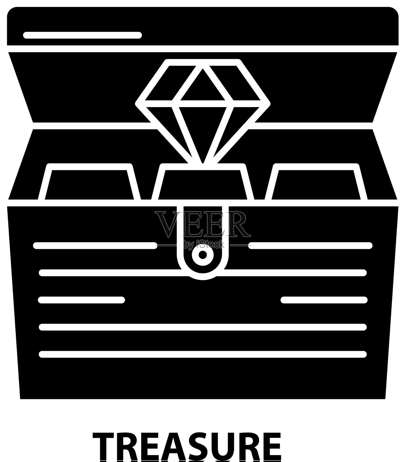 宝藏图标黑色标志与可编辑插画图片素材