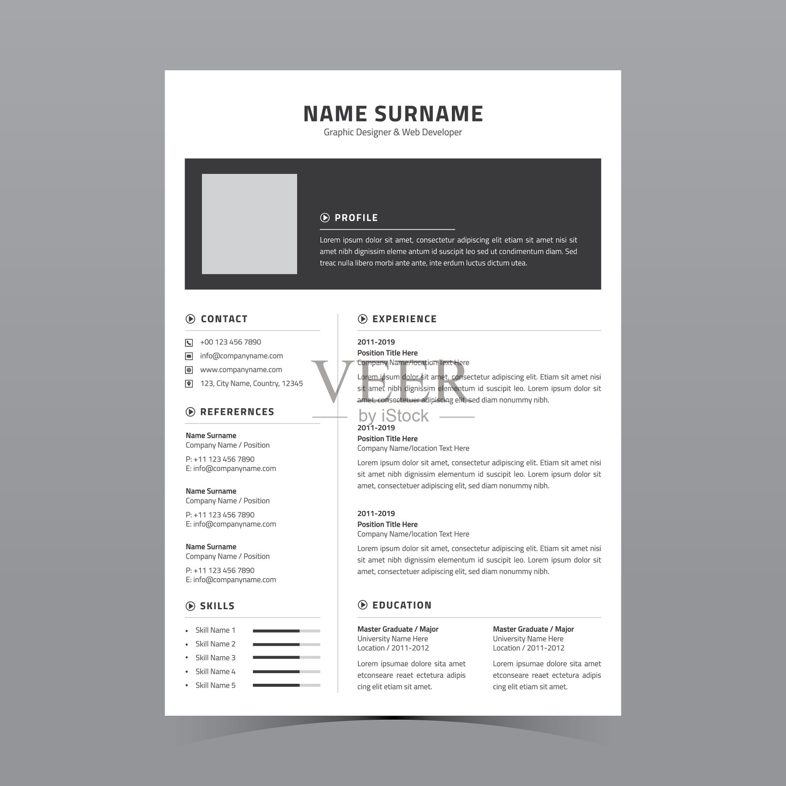 专业的简历模板设计插画图片素材