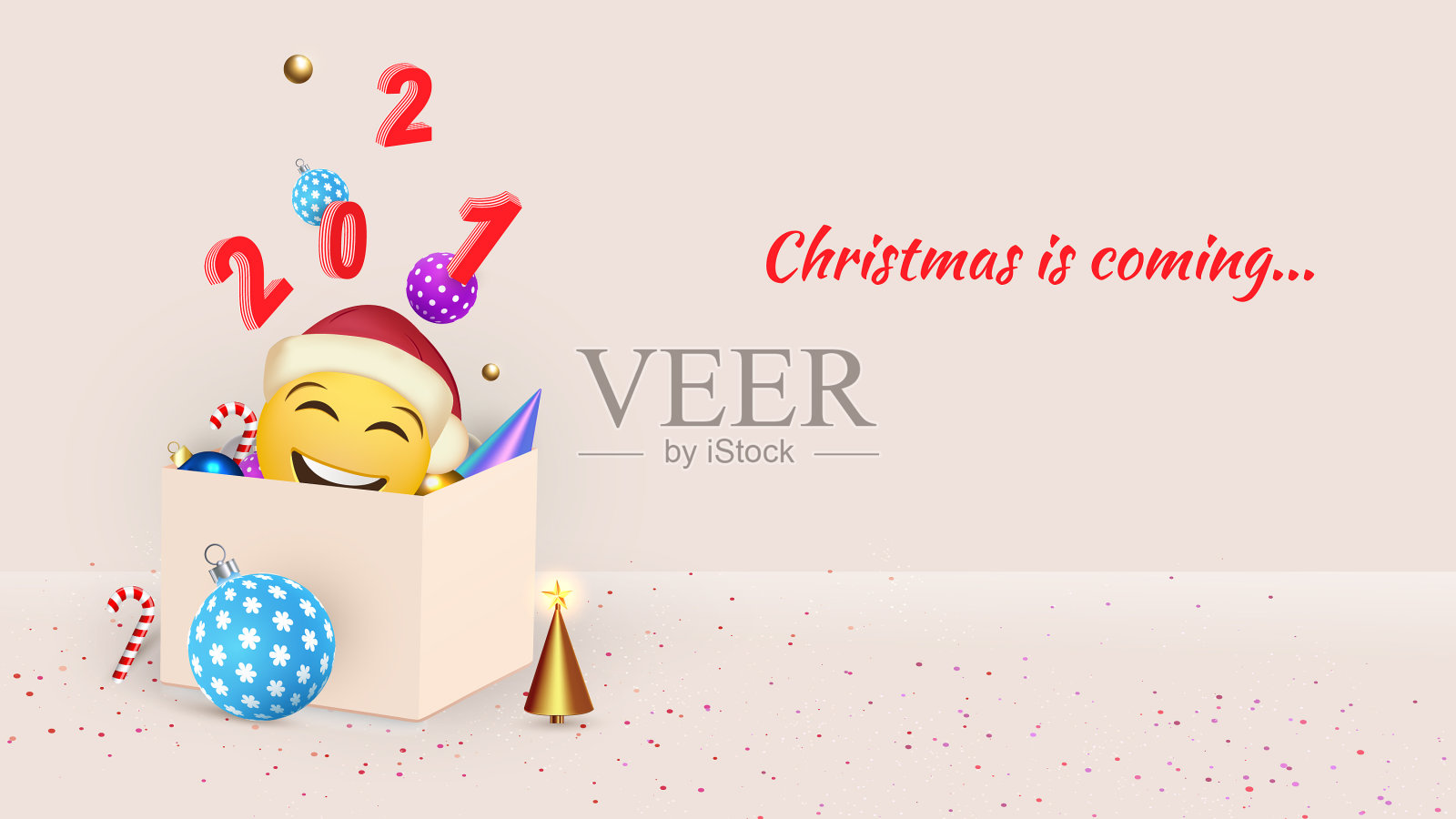 快乐新年圣诞背景设计冷杉插画图片素材