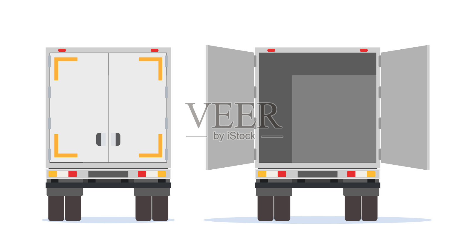 卡车拖车后视图侧设计元素图片