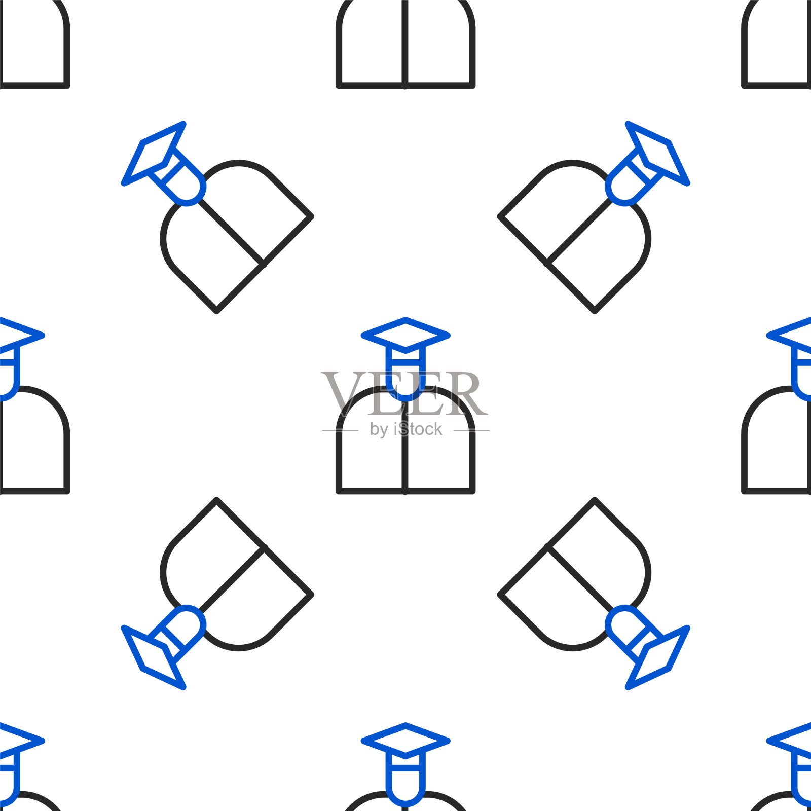 线学生图标孤立无缝图案上插画图片素材