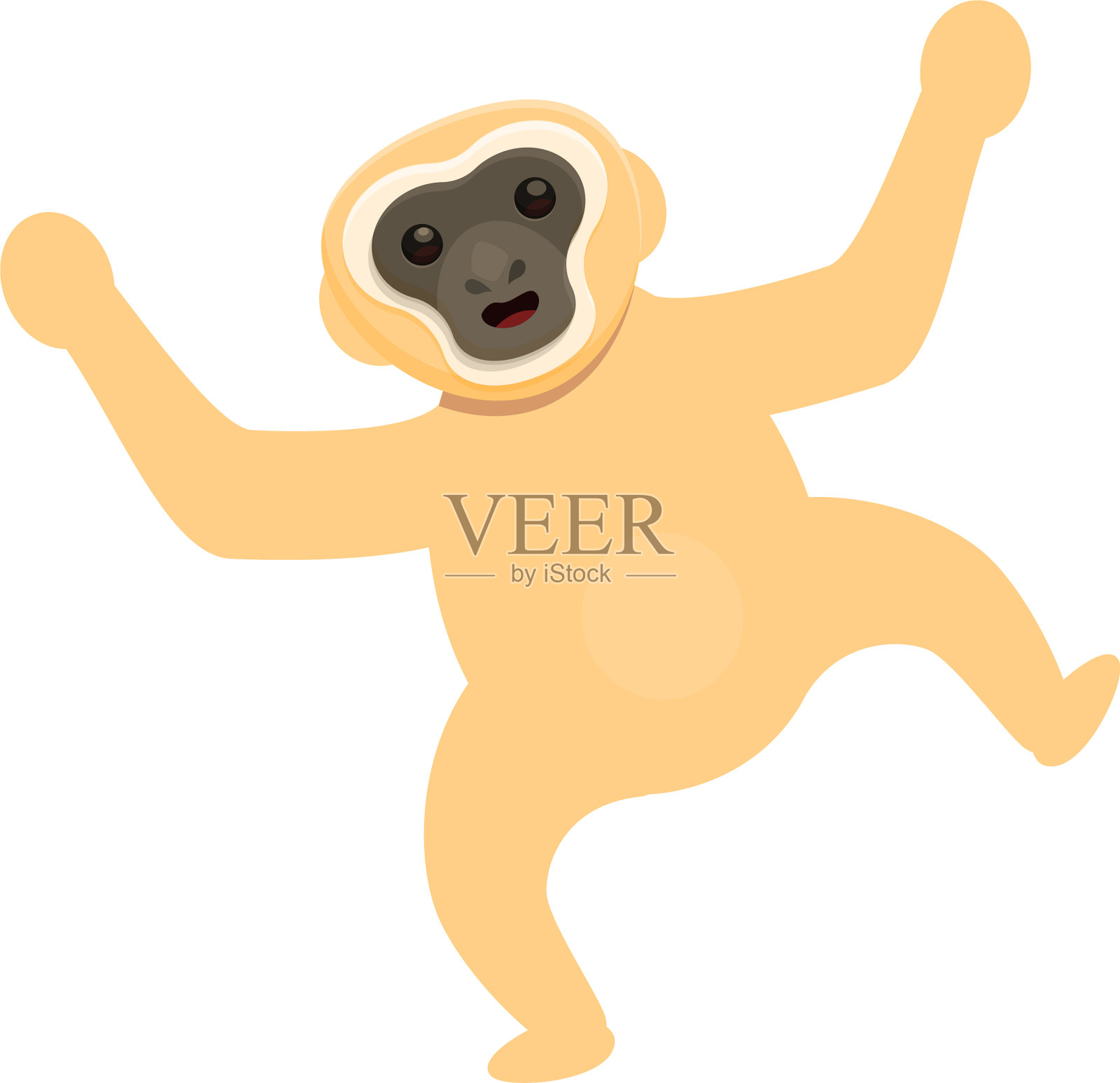 卡通风格的长臂猿舞蹈图标设计元素图片