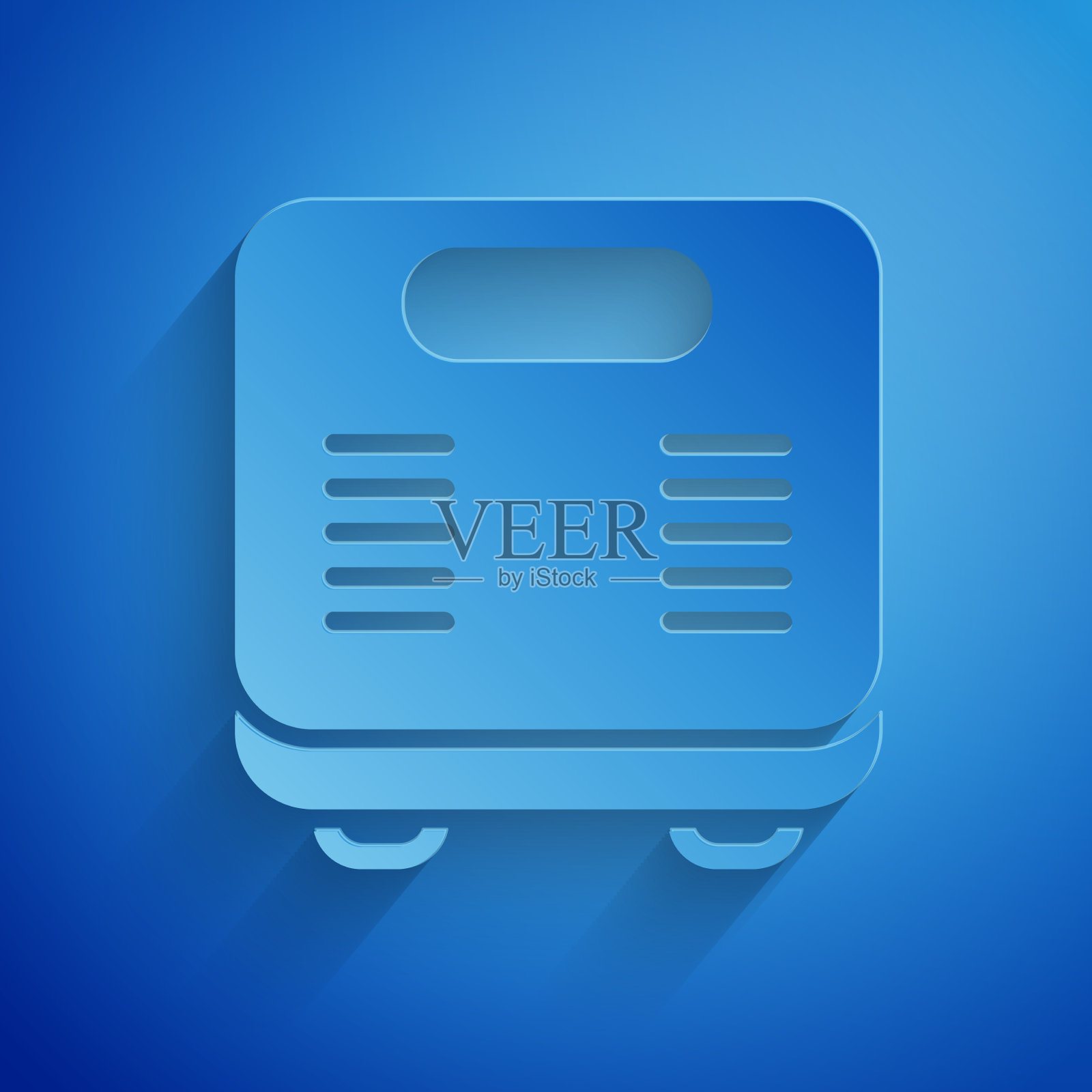 剪纸浴室秤图标孤立在蓝色图标素材