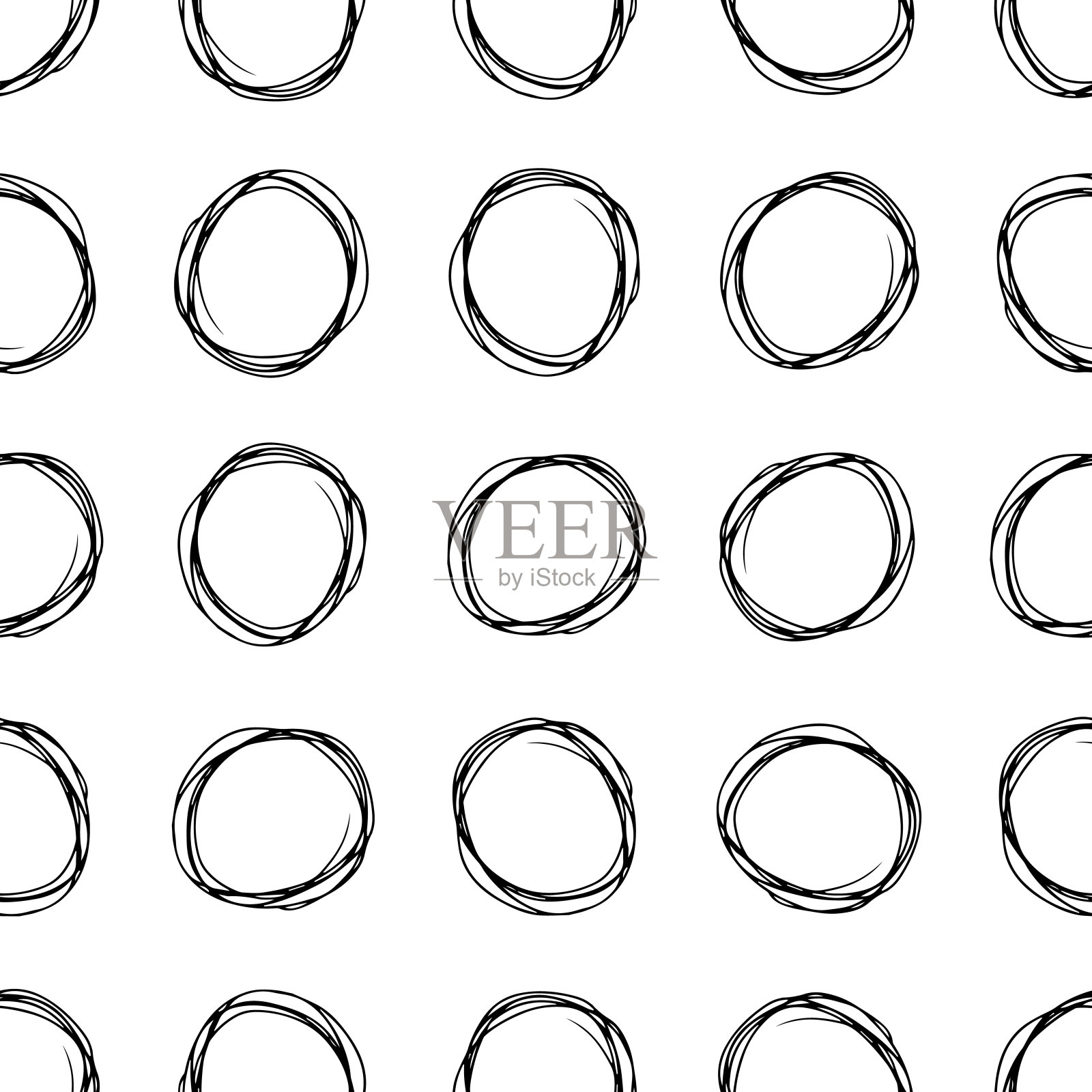 无缝图案与素描圆形状插画图片素材