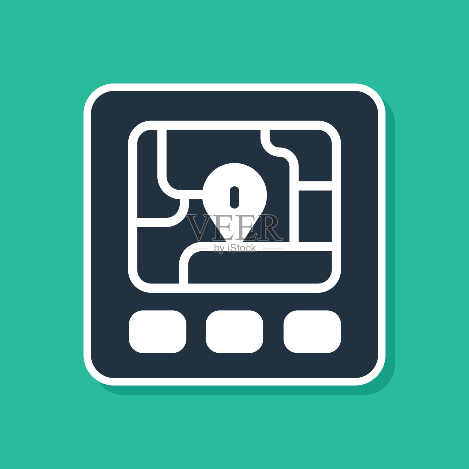 蓝色GPS设备与地图图标隔离在绿色插画图片素材