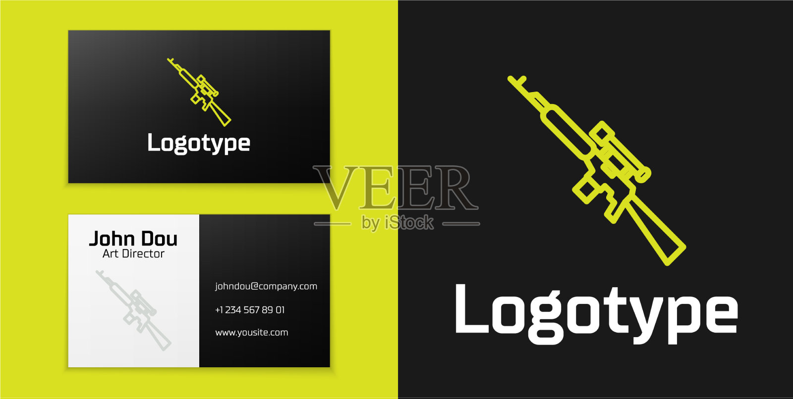 标志型线狙击步枪与范围图标插画图片素材