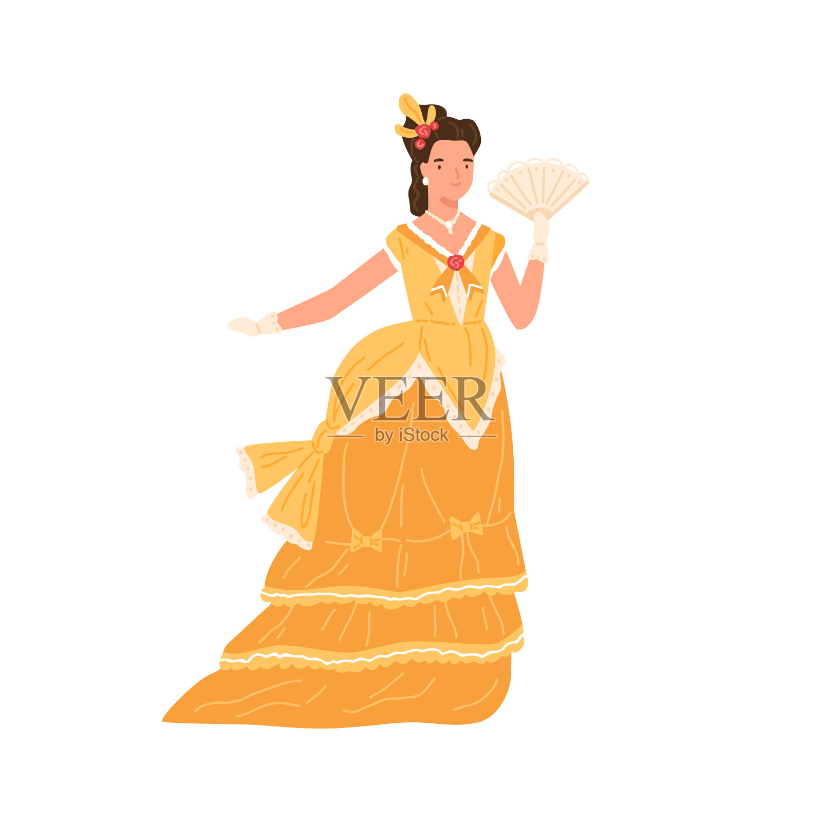 穿着老式服装的年轻女子设计元素图片