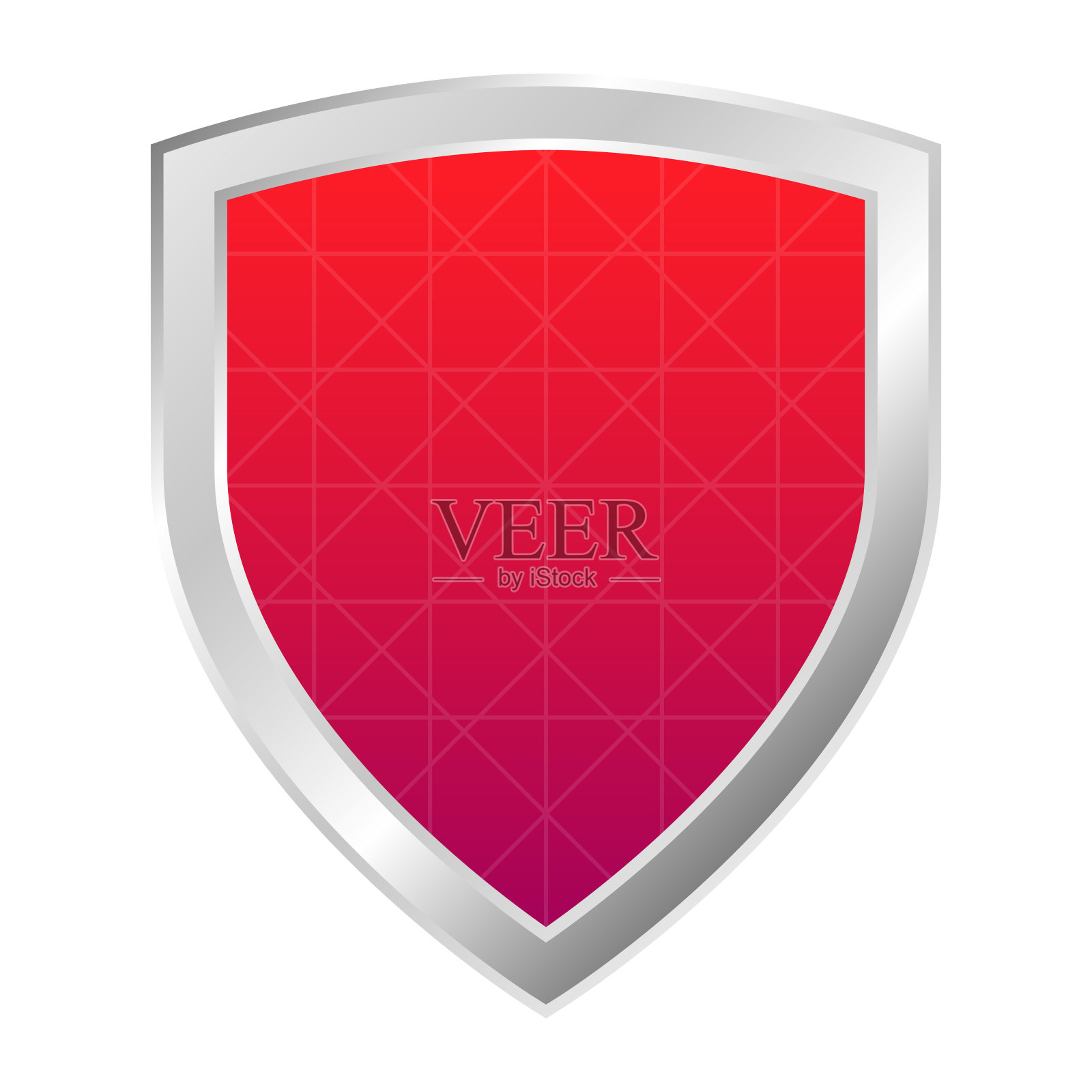 红色盾牌与银色框架保护和防御概念图标。平面设计装甲符号矢量插图。插画图片素材