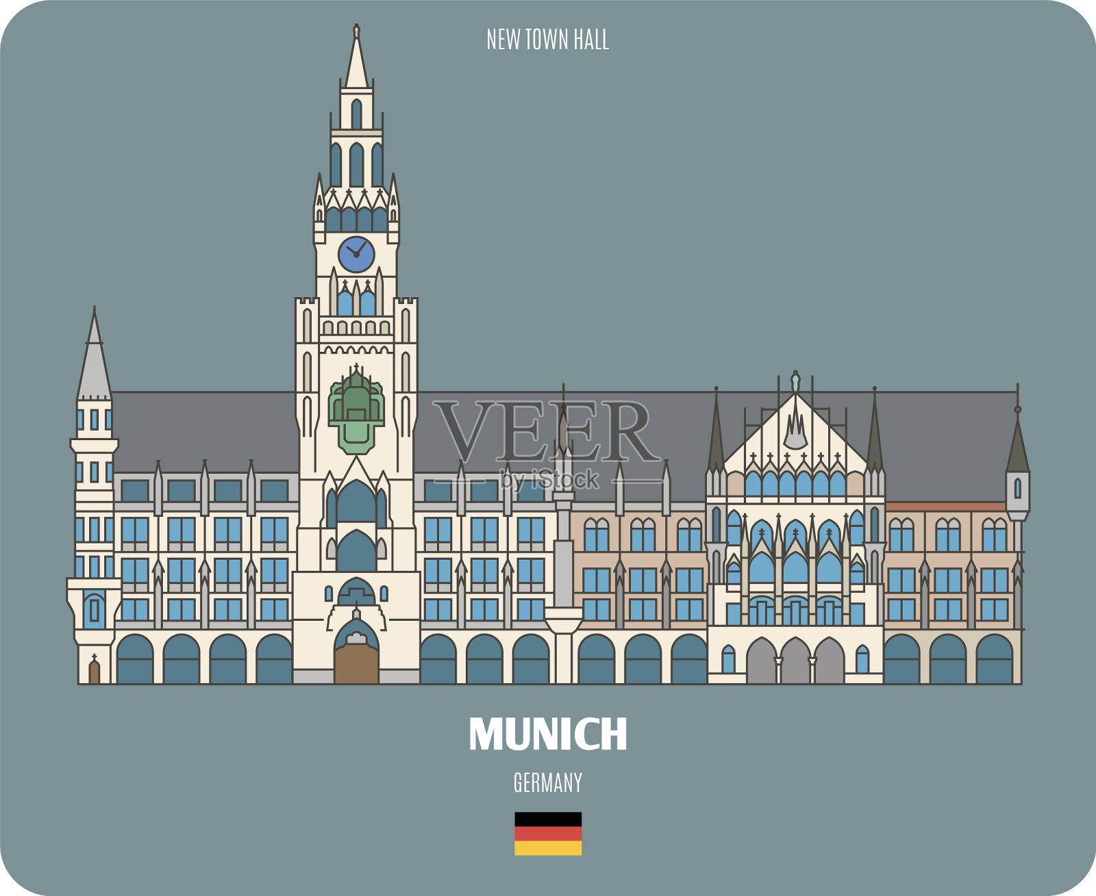 德国慕尼黑的新市政厅插画图片素材