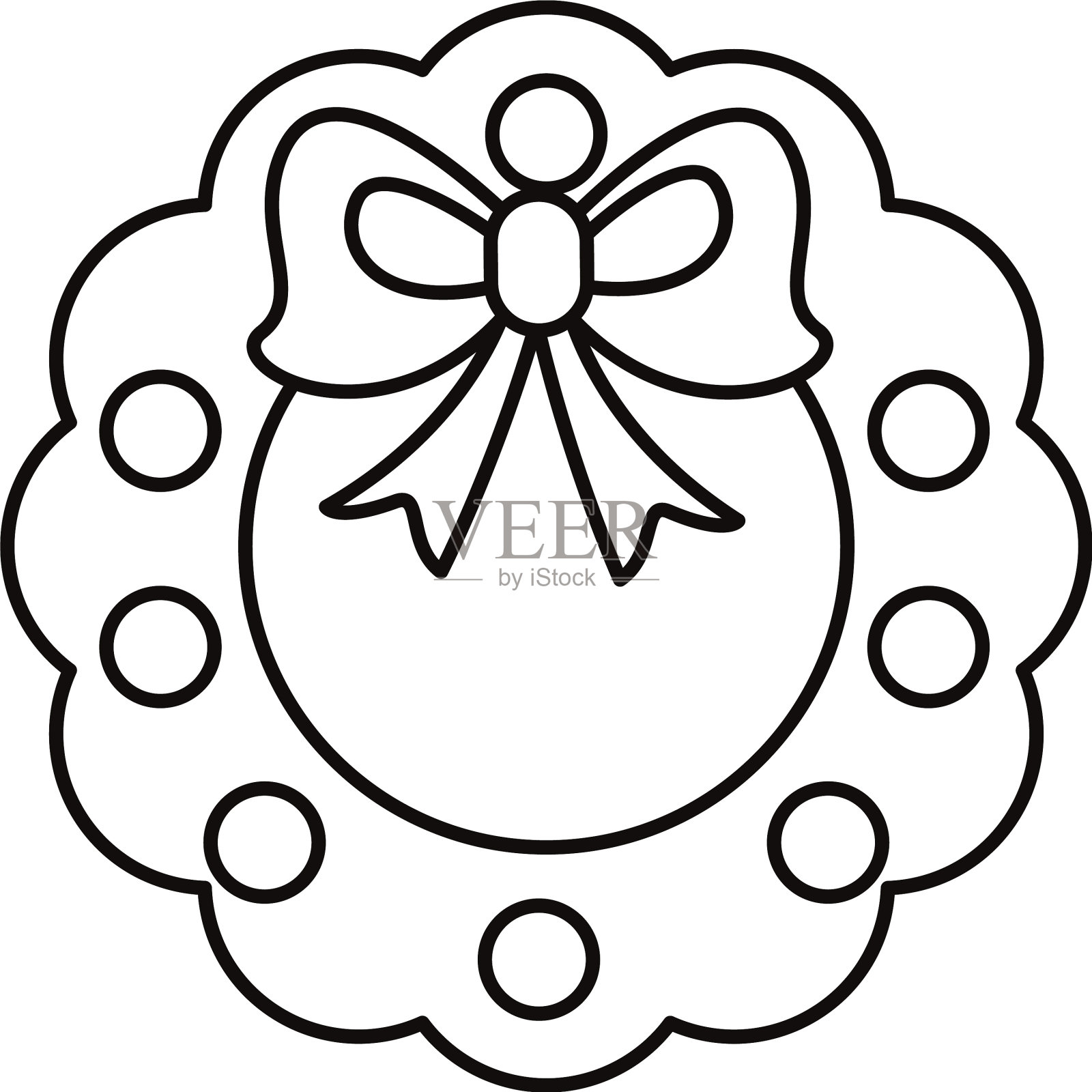 圣诞快乐，花环，皇冠，线条风格图标设计元素图片