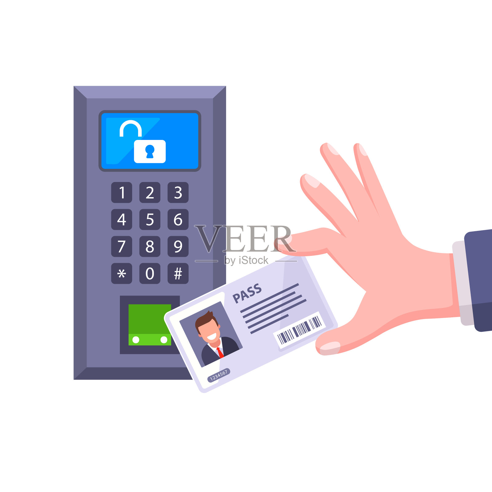 钥匙卡被带到传感器上打开设计元素图片