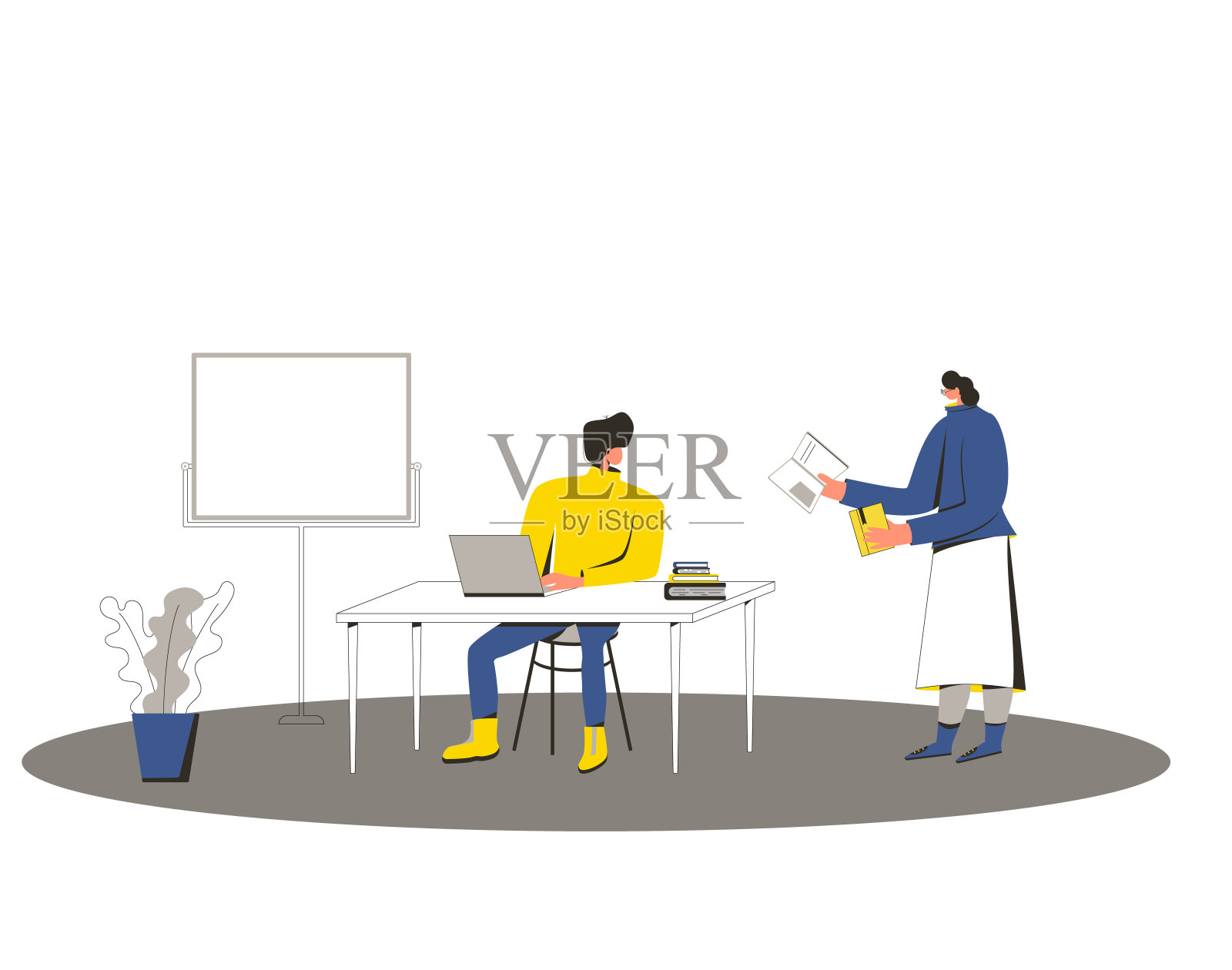 学生和老师在单独的课堂。插画图片素材