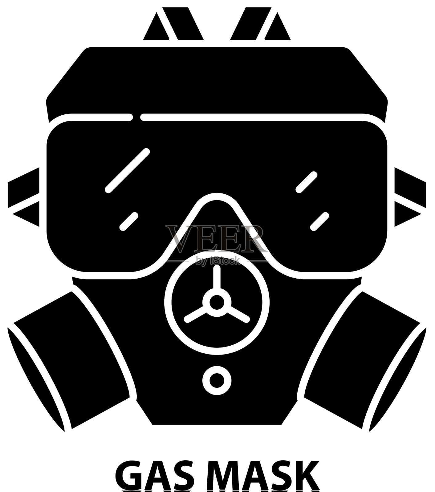 防毒面具图标黑色标志与可编辑插画图片素材