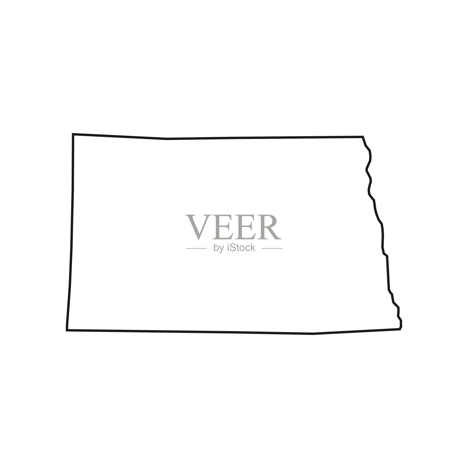 白底北达科他州地图插画图片素材