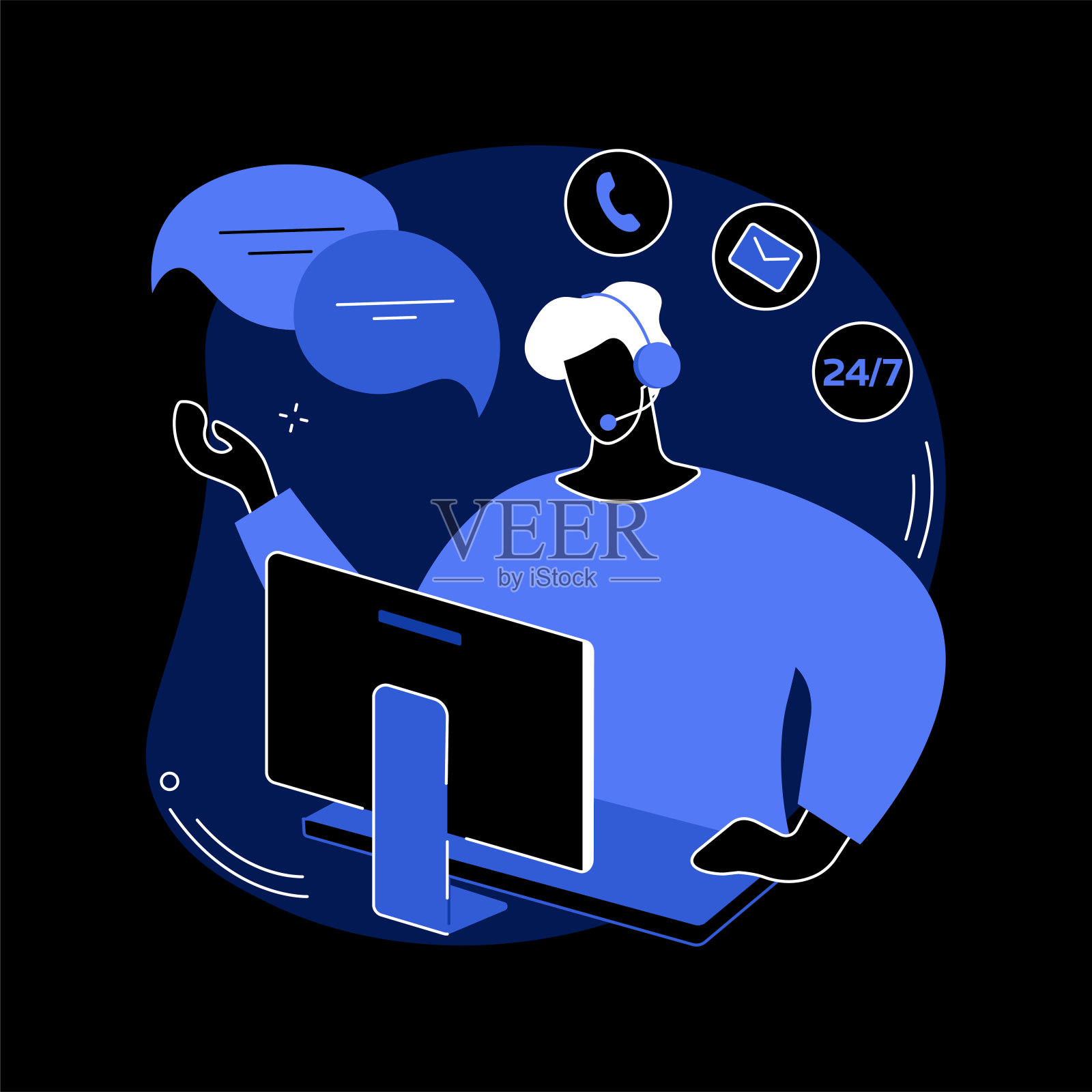 呼叫中心抽象概念矢量图。插画图片素材