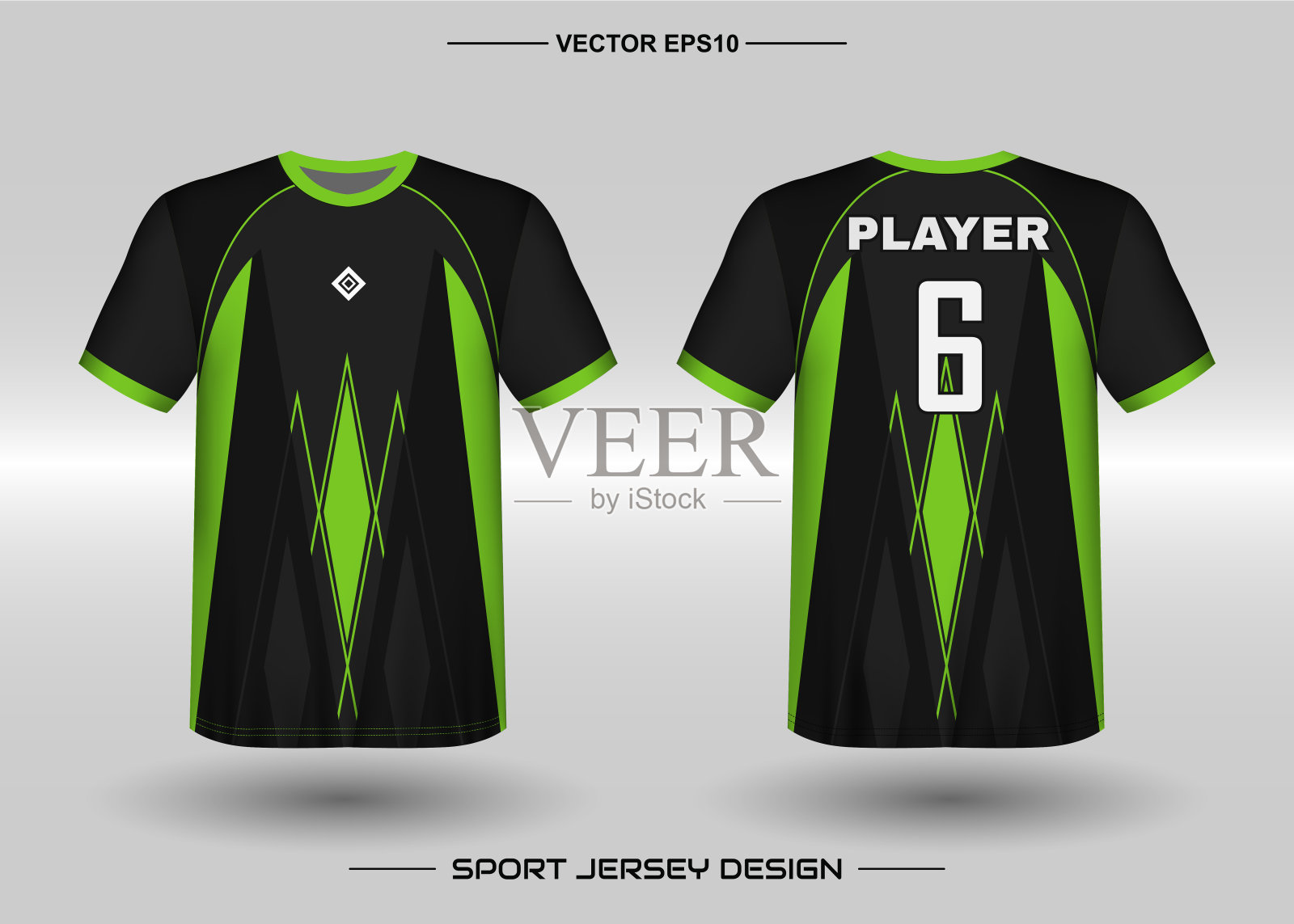 t恤运动矢量设计模板，足球俱乐部的足球球衣模型。前后视图一致。服装男性成人插画图片素材