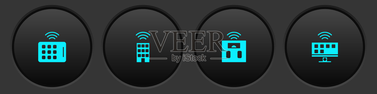 无线平板智能家居设置与无线图标素材