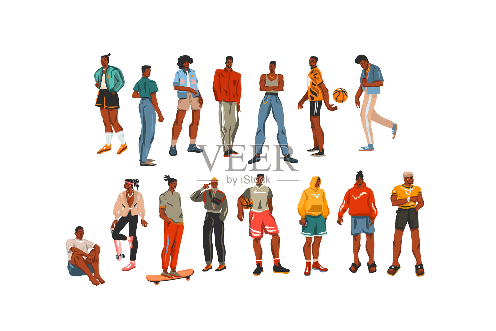 手绘抽象股票平面当代插画图片素材