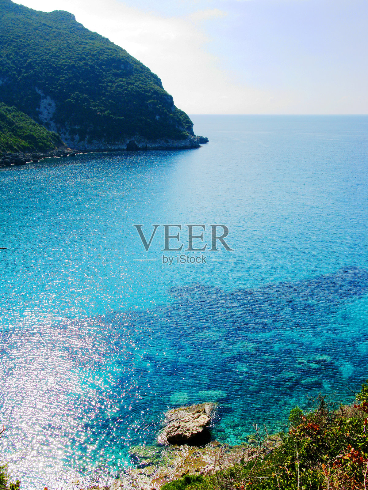 蓝泻湖海滩海岸在爱奥尼亚海景观科孚岛照片摄影图片
