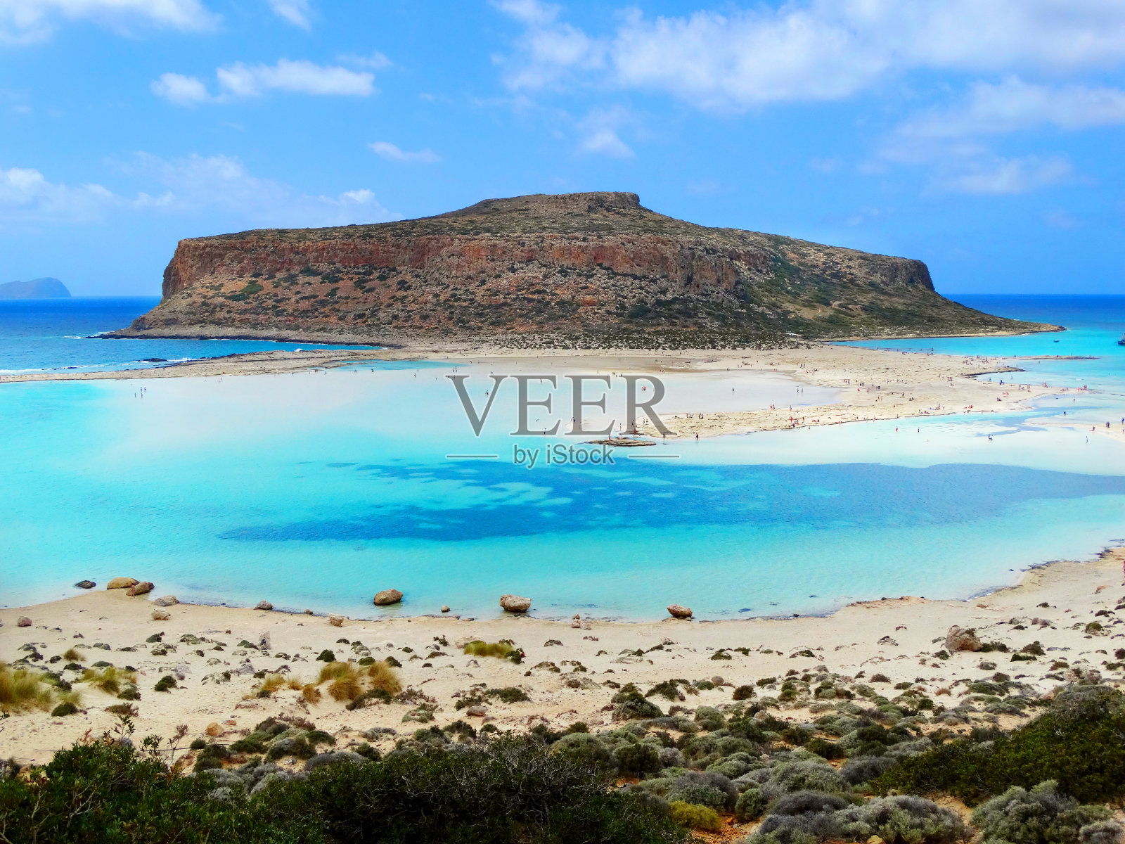 巴洛斯湾沙滩，雄伟的地中海海岸，克里特岛景观照片摄影图片