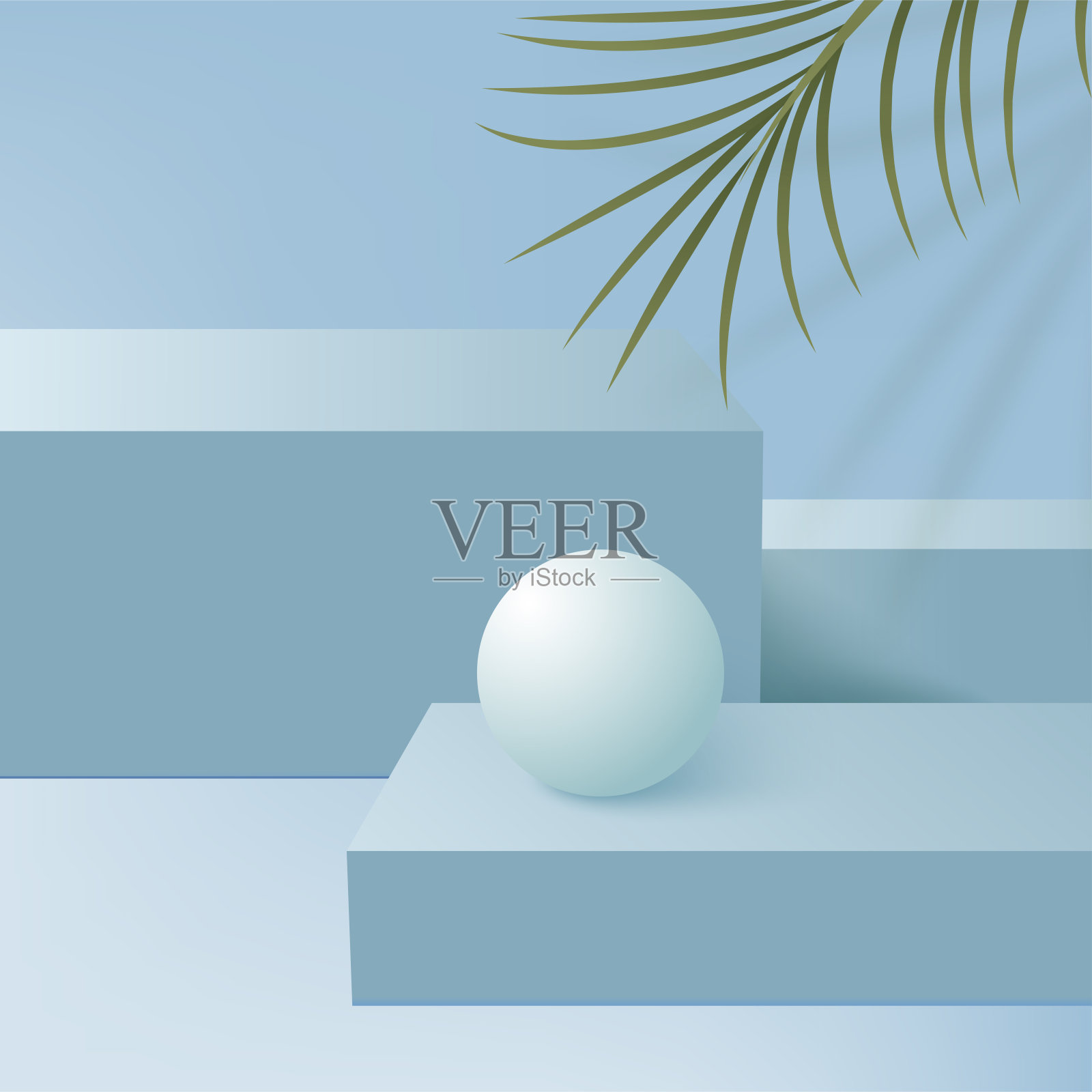 抽象背景与蓝色几何3d讲台。矢量图插画图片素材