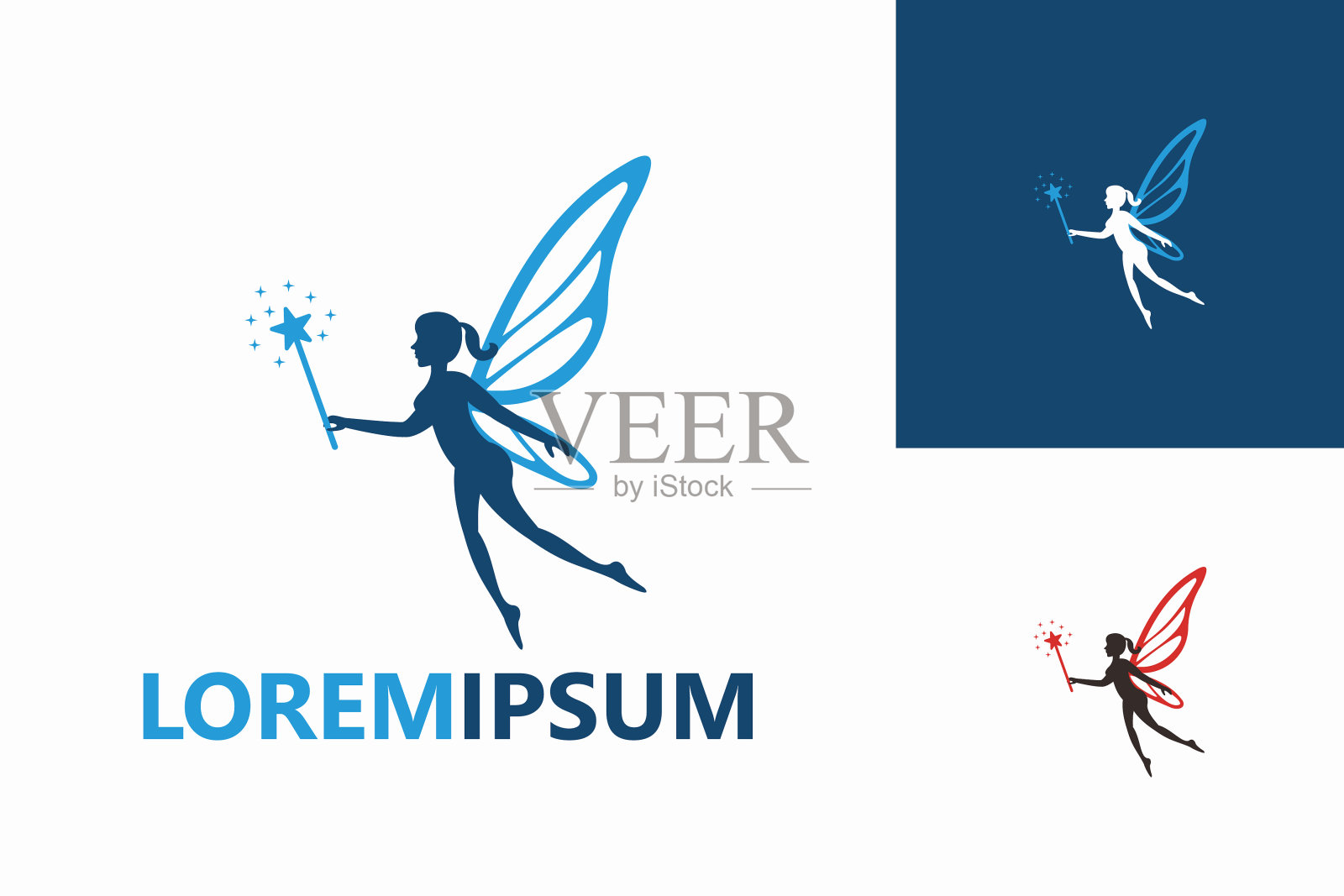 仙女女孩标志模板设计矢量，徽章，设计概念，创意符号，图标插画图片素材