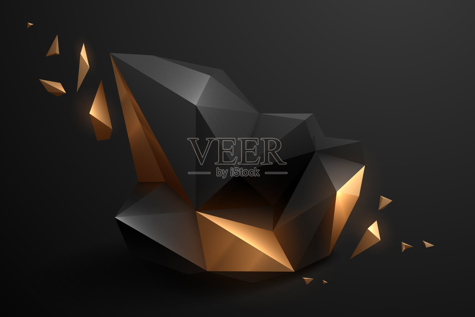 抽象的黑色和金色几何物体插画图片素材
