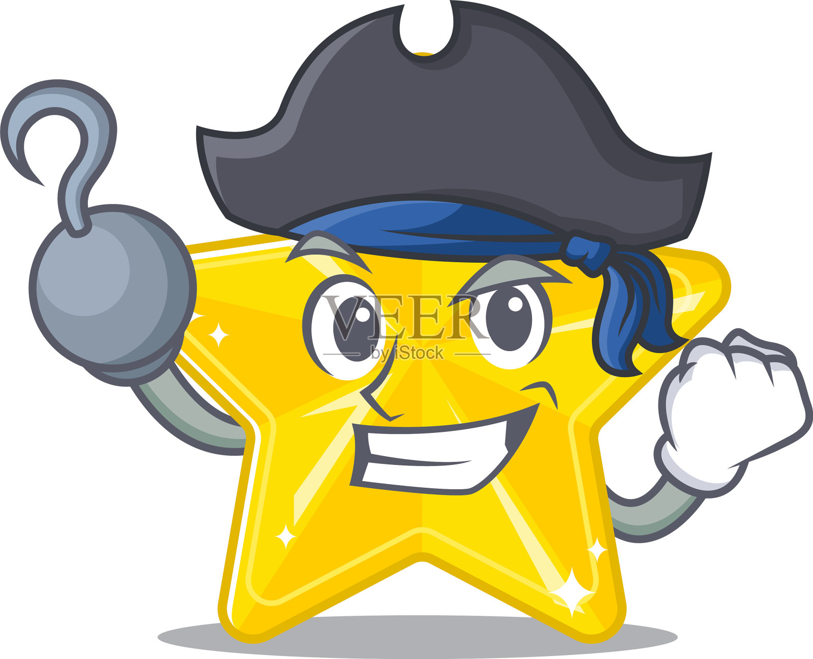 闪亮的明星卡通设计风格就像一个海盗一样设计元素图片