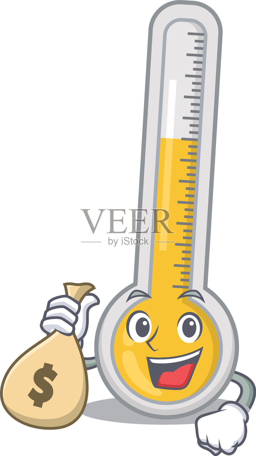 富有温暖的温度计卡通设计装钱设计元素图片