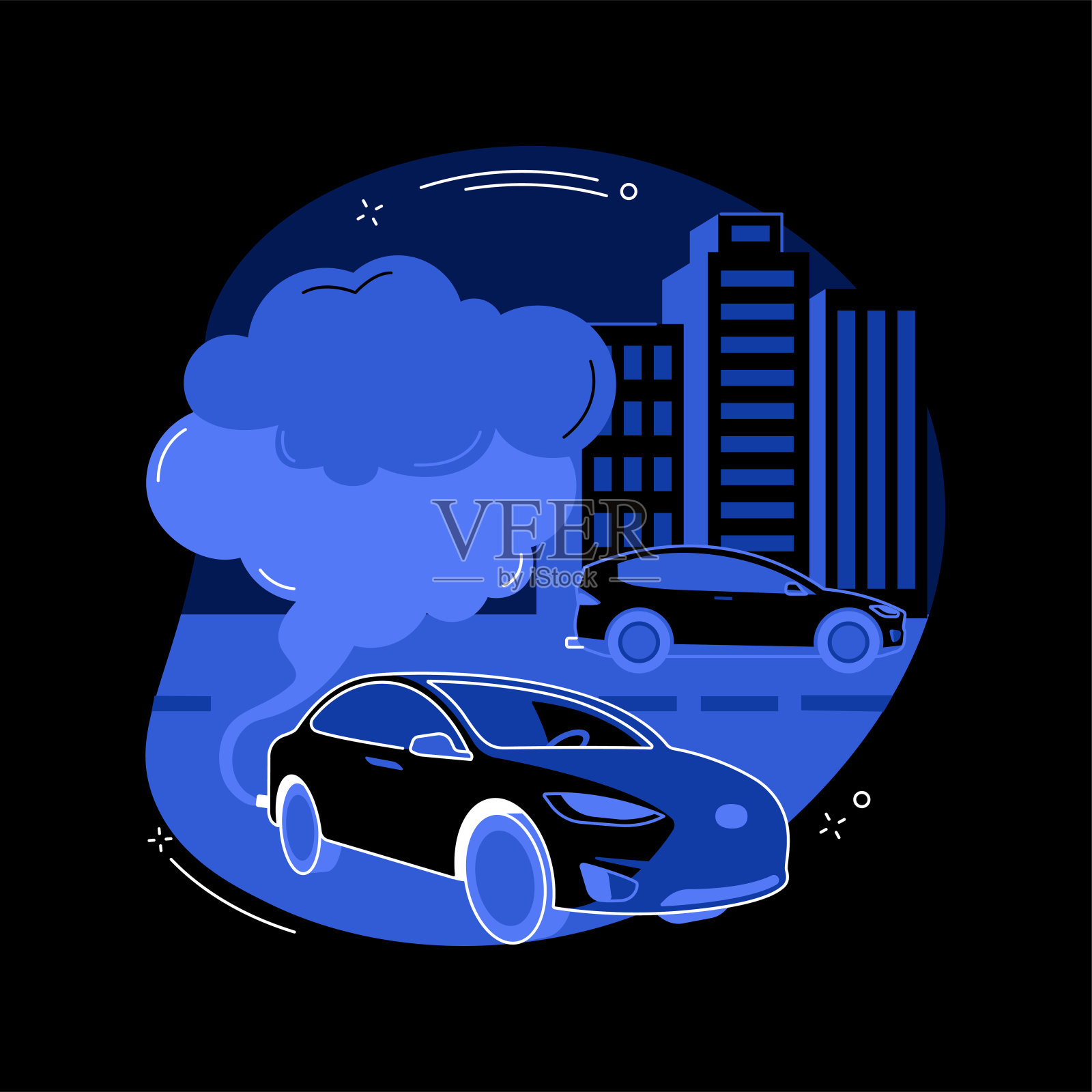 机动车污染抽象概念矢量图。插画图片素材