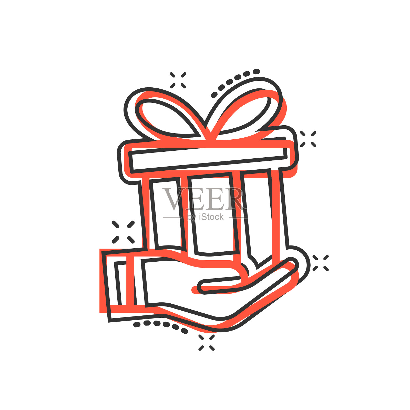 礼品盒图标在漫画风格的目前手上图标素材