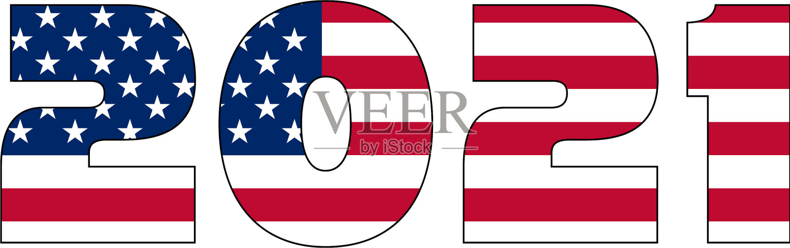 3d 2021文本与美国国旗内文本插画图片素材