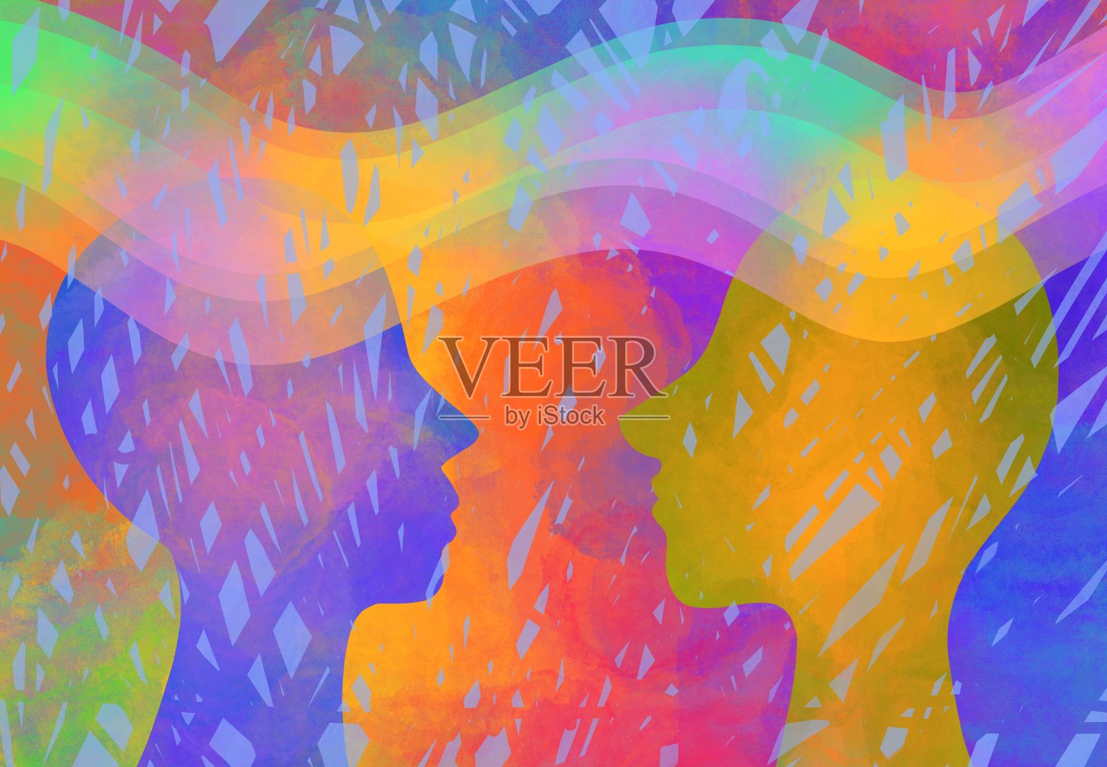 水彩画心灵感应同理心创造力插画图片素材